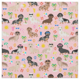 Roze strand bij dachshund stof