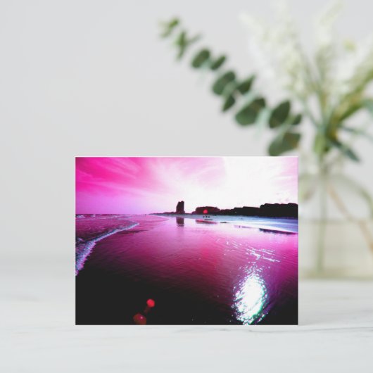 Roze strand briefkaart (Staand voorkant)