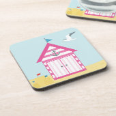 Roze strand Hut Bier Onderzetter (Linkerzijde)