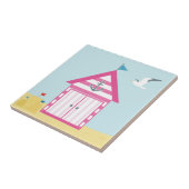 Roze strand Hut Tegeltje (Zijkant)
