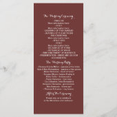 Roze strand huwelijksprogramma's programmakaart (Achterkant)