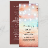 Roze strand huwelijksprogramma's programmakaart (Voorkant / Achterkant)