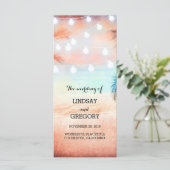 Roze strand huwelijksprogramma's programmakaart (Staand voorkant)