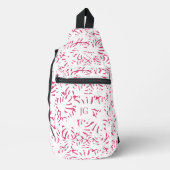 Roze Strand Monstera Tropische bladeren Sling Bag (Voorkant)