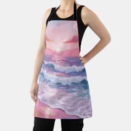Roze strand oceaan kust kust schilderij schort