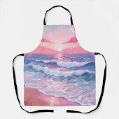 Roze strand oceaan kust kust schilderij schort (Voorkant)