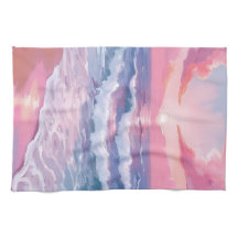 Roze strand oceaan oever kust schilderij 