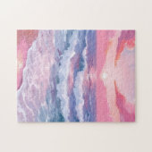 Roze Strand Oceanshore Geschilderd Legpuzzel (Horizontaal)