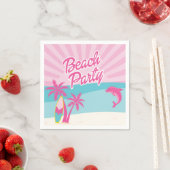 Roze Strand Palm Verjaardag Servet (Insitu)