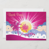 -roze strand party kaart (Voorkant)