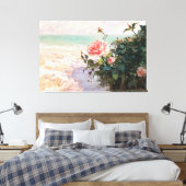 *~* Roze Strand Rozen TV2 Stretched Canvas Print (Insitu (Slaapkamer))