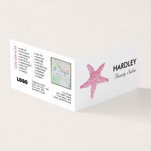 Roze strand Starfish, Beauticien, Loyalty Card Visitekaartje