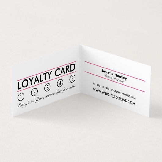 Roze strand Starfish, Beauticien, Loyalty Card Visitekaartje (Binnen)