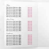 Roze strand Starfish, Beauty Salon Tri-Fold Flyer Drieluik Uitnodiging (Binnenzijde eerst)