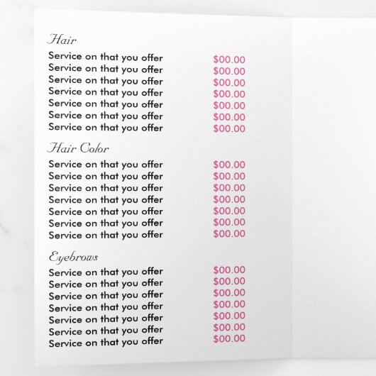 Roze strand Starfish, Beauty Salon Tri-Fold Flyer Drieluik Uitnodiging (Binnenzijde eerst)