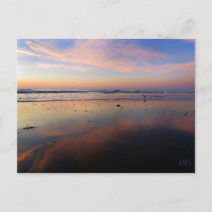 Roze strand Sunrise Briefkaart