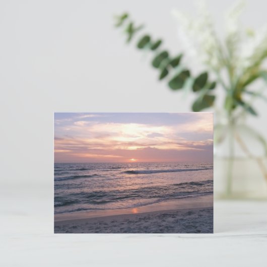 Roze strand Sunset Briefkaart (Staand voorkant)