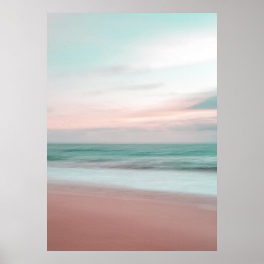 Roze strand Sunset Ocean Beach Photography Poster (Voorkant)