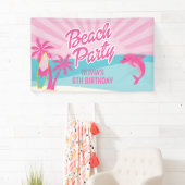 Roze Strand Verjaardags Poster Spandoek (Insitu)