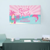 Roze Strand Verjaardags Poster Spandoek (Beurs)