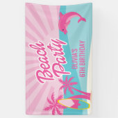 Roze Strand Verjaardags Poster Spandoek (Verticaal)
