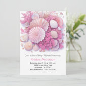 Roze Strand Zalig Celebration Meisje Baby shower Kaart (Staand voorkant)