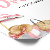 Roze Strand Zomer Baby shower Drinken Poster (Hoek)