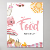 Roze Strand Zomer Baby shower Eten Poster (Voorkant)