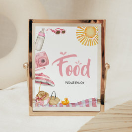 Roze Strand Zomer Baby shower Eten Poster