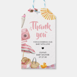 Roze Strand Zomer Baby shower Favor Tags Cadeaulabel