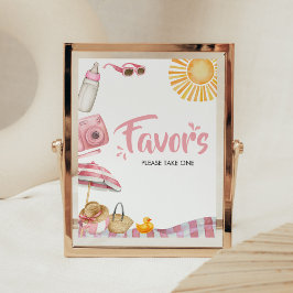 Roze Strand Zomer Baby shower Favorieten Poster