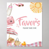 Roze Strand Zomer Baby shower Favorieten Poster (Voorkant)