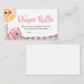 Roze Strand Zomer Baby shower Luier Raffle Informatiekaartje (Voorkant / Achterkant)