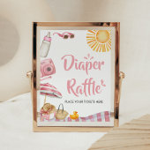 Roze Strand Zomer Baby shower Luier Raffle Poster