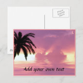 Roze strand zonsondergang briefkaart (Voorkant / Achterkant)