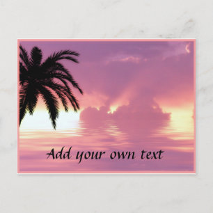 Roze strand zonsondergang briefkaart
