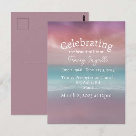 Roze strand zonsondergang viering van het leven an briefkaart (Voorkant / Achterkant)