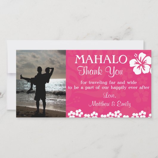 Roze strandbloemen Bedankt Fotokaart (Voorkant)