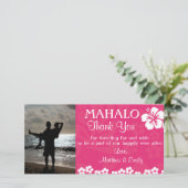 Roze strandbloemen Bedankt Fotokaart (Staand voorkant)