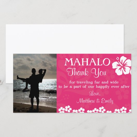 Roze Strandbloemen Dank u fotokaart Bedankkaart (Voorkant / Achterkant)