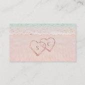 Roze strandharten in het zand website Kaart invoeg Plaatskaartje (Achterkant)