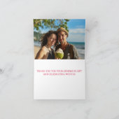 Roze strandhuwelijk bedankkaart (Binnen)