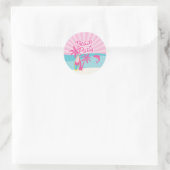 Roze Strandpalm Verjaardag Ronde Sticker (Tas)
