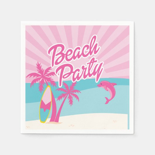 Roze Strandpalm Verjaardag Servet (Voorkant)