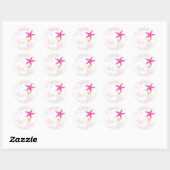 Roze strandstrand bruiloft Hartelijk dank Ronde Sticker (Vel)
