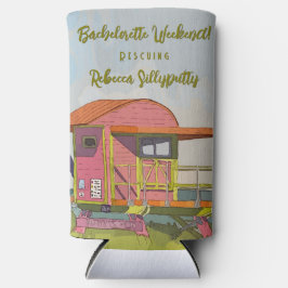 Roze strandwacht vibes vrijgezellenweekend seltzer blikjeskoeler