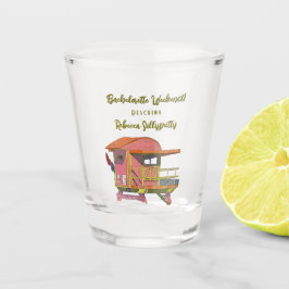 Roze strandwacht vibes vrijgezellenweekend shot glas