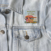 Roze strandwacht vibes vrijgezellenweekend vierkante button 5,1 cm (In situ)