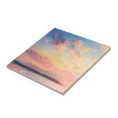 Roze strandzon gouden skies mooie vakantie tegeltje (Zijkant)