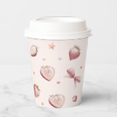 Roze Strawberry Hearts Ribbon Stars Papieren Bekers (Voorkant)
